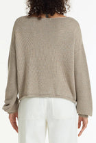  BLAK -The Close Sweater is a light mocha cotton sweater with silver lurex detailing, designed to bring subtle shimmer to everyday knitwear. Knitted from breathable cotton yarn with a chunky textured finish, it has an easy, relaxed shape that feels effortless to wear.