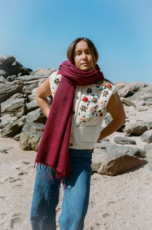 Meet the layer you’ll reach for repeatedly. Worn as a shawl, wrap or scarf, this timeless piece moves effortlessly from slow mornings to cool evenings. Cosy yet refined, it’s made for early yoga flows, windswept beach sunsets, and everything in between.

Lightweight but warming, it’s the ultimate travel companion - wrapping you in comfort and that familiar, at-home feeling wherever you land.

Available in: Mulberry &amp; Hazelnut.

Details
• Approx. 76cm x 188cm
• Cool hand-wash, dry with care
• Handwoven i