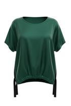 The NES Vanotti Tunic by N-E-S. A floaty scoop-neck tunic in viscose georgette or satin. Wear loose or drawn in. Sizes XS/S, SM, ML. NZ made.