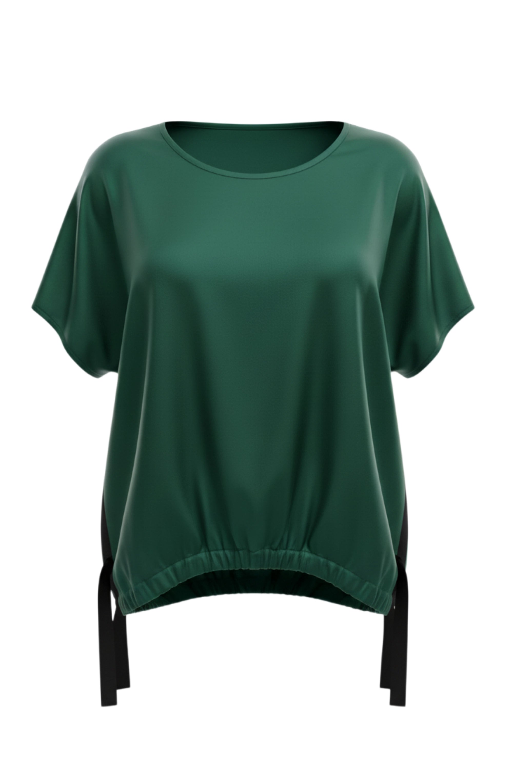 The NES Vanotti Tunic by N-E-S. A floaty scoop-neck tunic in viscose georgette or satin. Wear loose or drawn in. Sizes XS/S, SM, ML. NZ made.