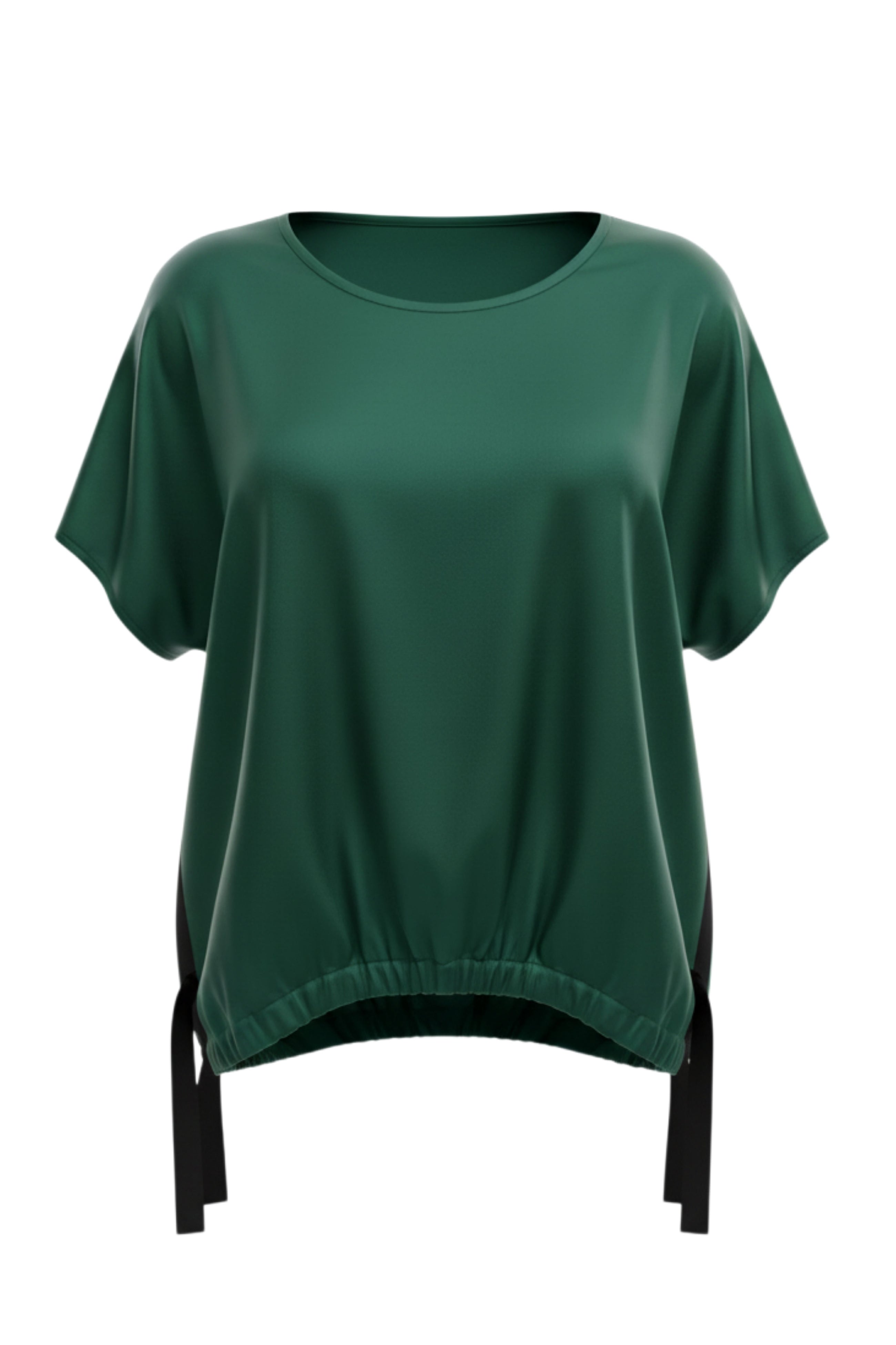 The NES Vanotti Tunic by N-E-S. A floaty scoop-neck tunic in viscose georgette or satin. Wear loose or drawn in. Sizes XS/S, SM, ML. NZ made.