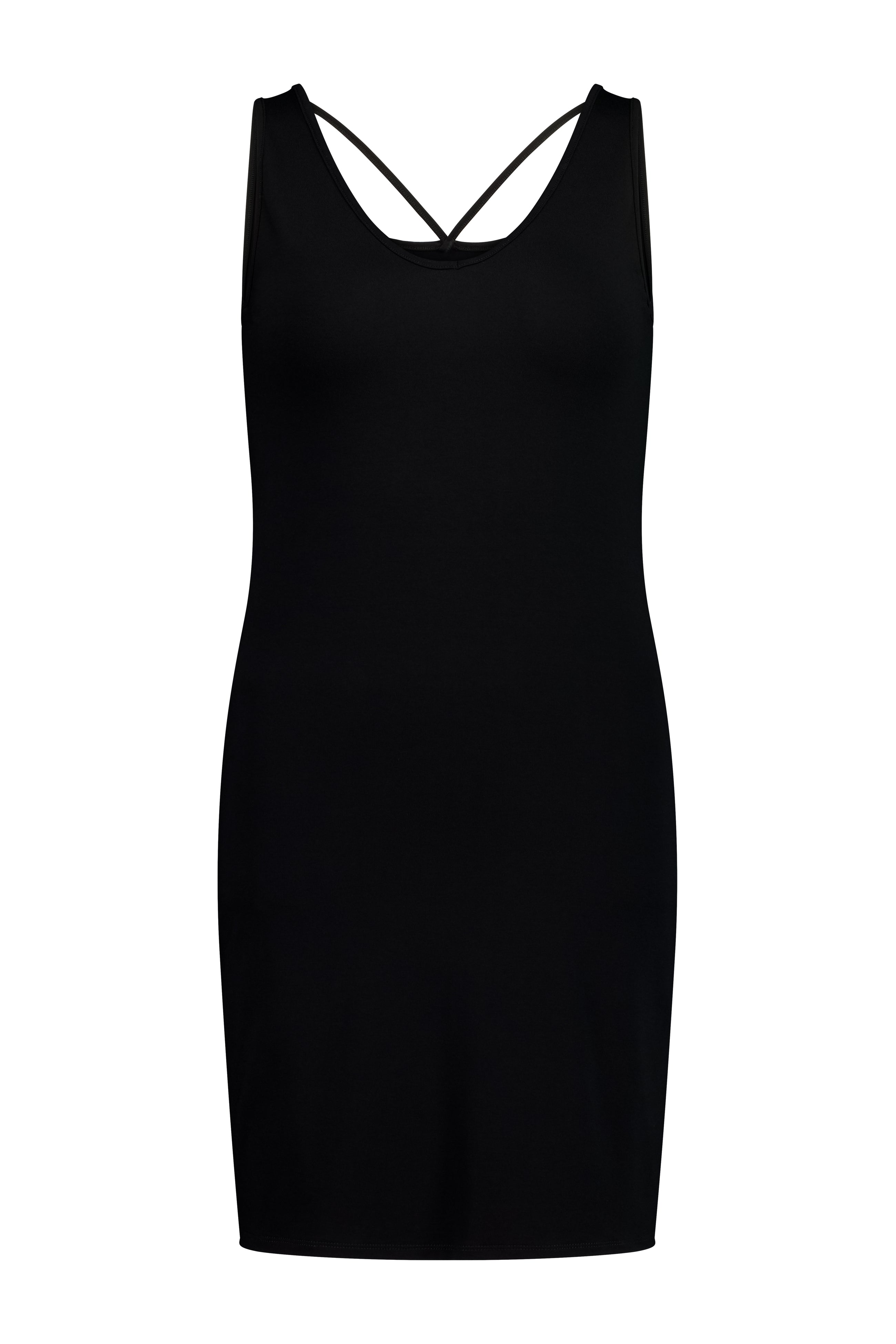 The NES Lattice Black Slip – a reversible stretch slip with full coverage and lattice straps. Perfect for layering. NZ made.