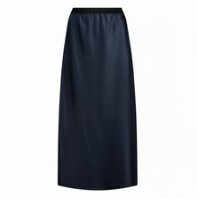 The NES Muse Satin Skirt – a full-length hammered satin skirt with bias cut, elasticated waist and soft high-low hem. Elegant and easy. NZ made.