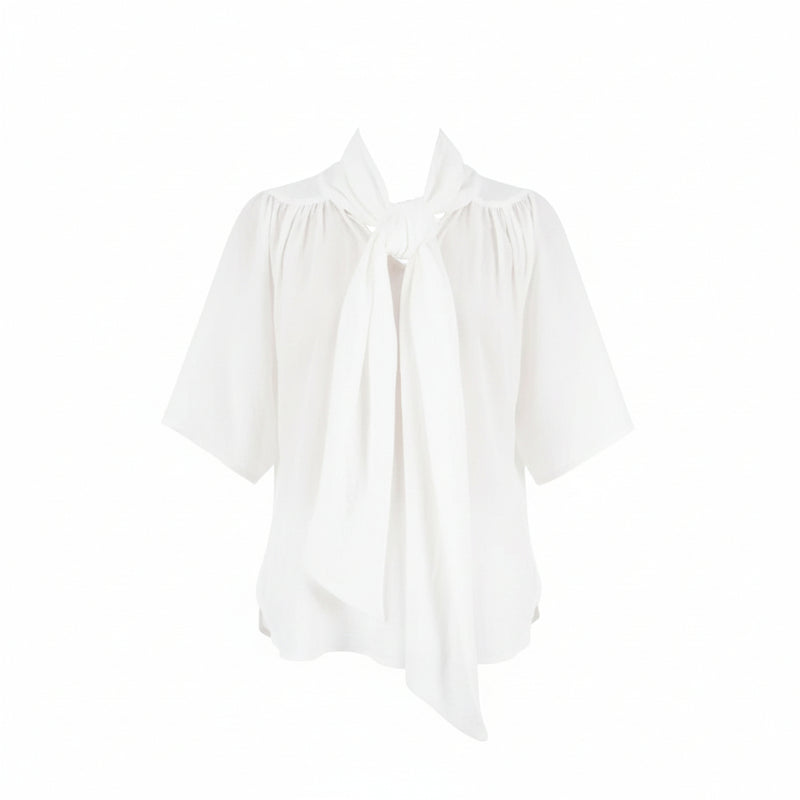 The NES Nova Shirt in cotton flock – a textured, reversible shirt with tie neckline. Lightweight, elegant and NZ made.