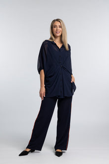 The NES Piped Gin Pants – a best-selling fit with elastic waist, side piping and 32" length. Comfortable, polished and designed for everyday wear.