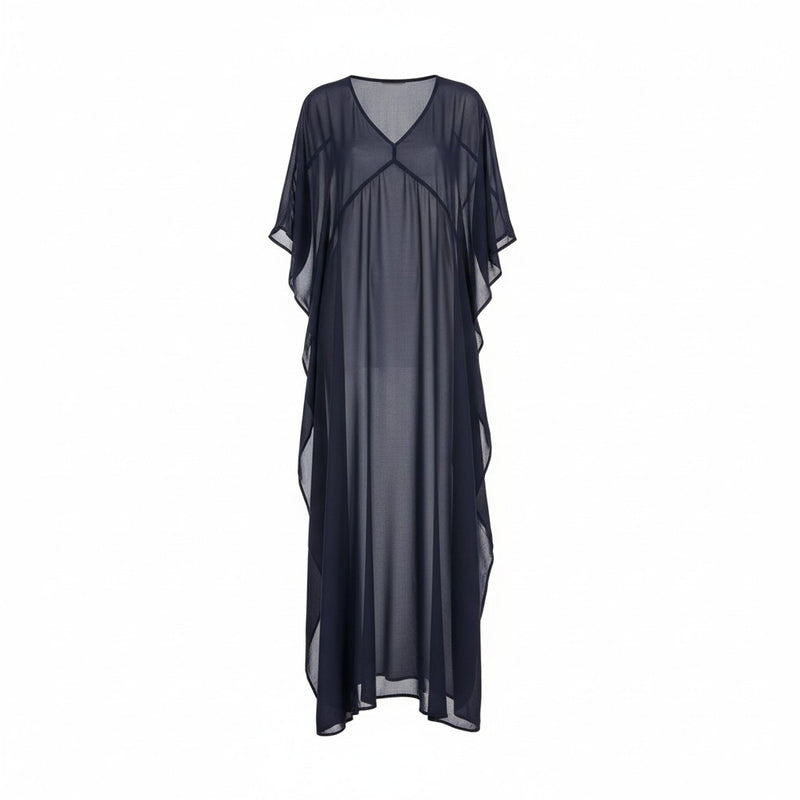 NES Remi Dress by N-E-S – a floaty chiffon dress with kimono sleeves and V neckline. Designed to layer over a Lattice Slip. Elegant, feminine and NZ made.
