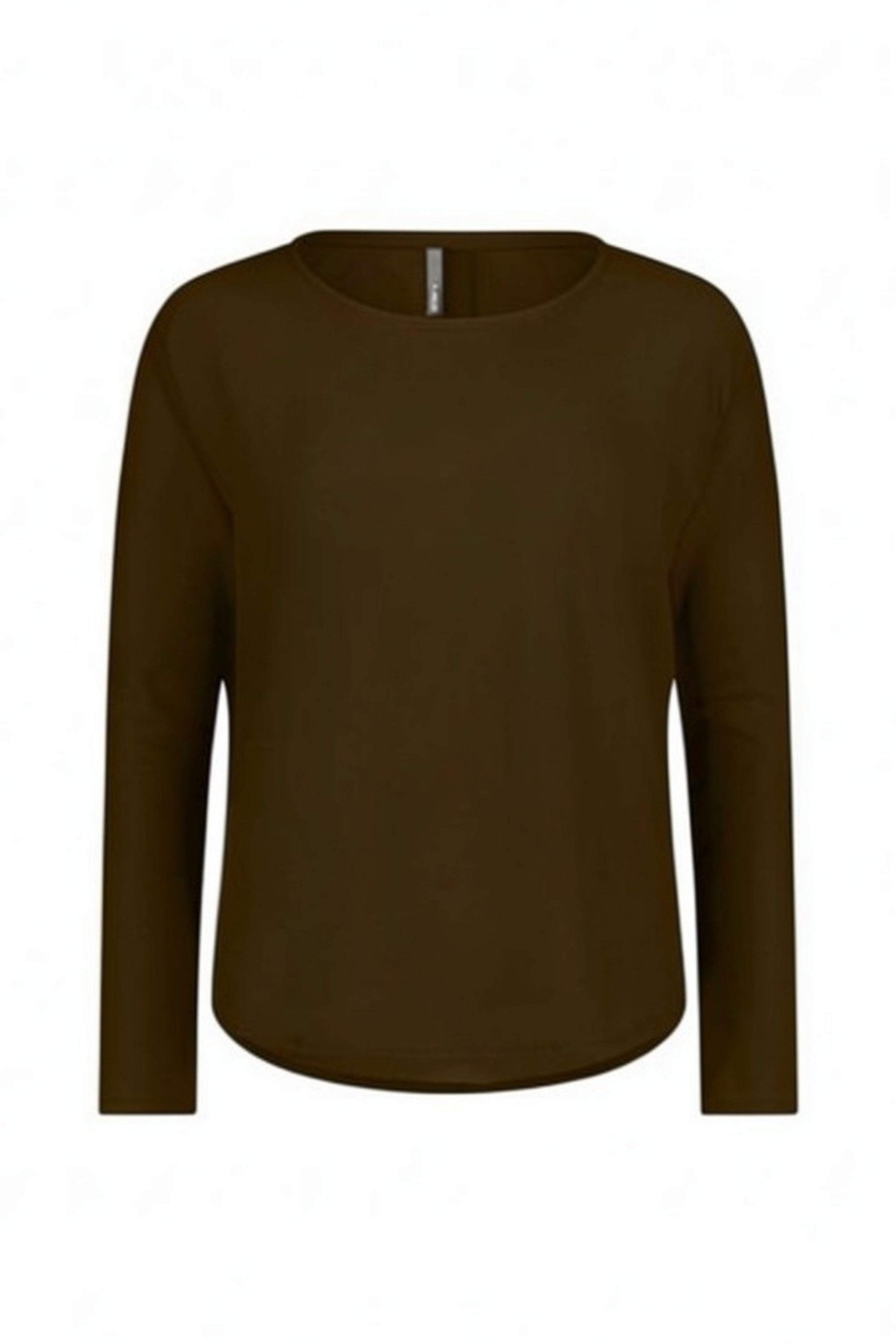 The NES Sable Top by N-E-S – a floaty georgette long sleeve top with scoop neck, curved hem and layering options. NZ made.