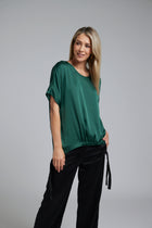 The NES Vanotti Tunic by N-E-S. A floaty scoop-neck tunic in viscose georgette or satin. Wear loose or drawn in. Sizes XS/S, SM, ML. NZ made.