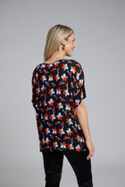 NES Vanotti Tunic by N-E-S  – a floaty scoop-neck tunic in viscose georgette or satin. Wear loose or drawn in. Sizes XS/S, SM, ML. NZ made.