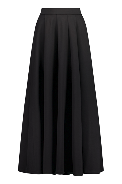 The NES Zadie Skirt by N-E-S – a full length ponte skirt with outward pleats, elastic back insert and clean modern fit. NZ made in Black or Latte.