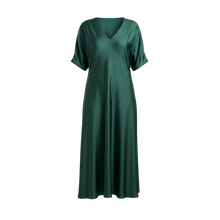 The NES Remi Satin Dress by N-E-S. A floaty chiffon maxi with kimono sleeves, V neckline and soft movement. Made in NZ.