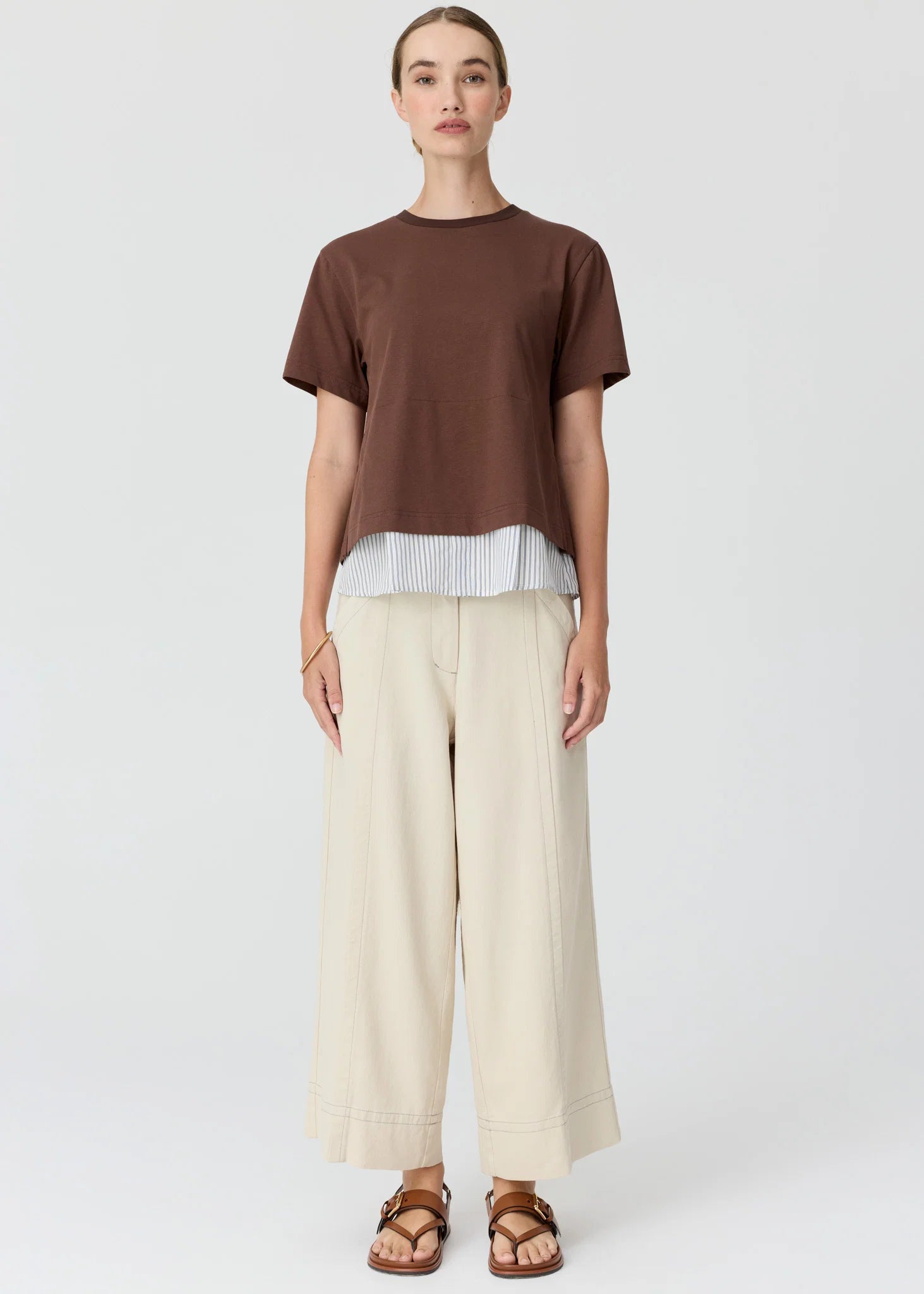 POL CLOTHING
MIREL T-SHIRT
Featuring a cotton jersey overlayer and a striped shirting underlayer, the Mirel Multimedia T-shirt is the best of both worlds - giving you a layered look with minimal effort.
available in black and choc