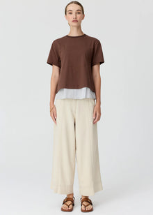 POL CLOTHING
MIREL T-SHIRT
Featuring a cotton jersey overlayer and a striped shirting underlayer, the Mirel Multimedia T-shirt is the best of both worlds - giving you a layered look with minimal effort.
available in black and choc