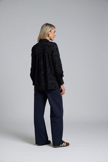 The NES Lux Shirt by N-E-S – a 3D embroidered floral shirt with solid collar, cuffs and adjustable sleeves. A forever piece, beautifully NZ made.
