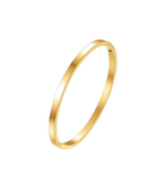 RYLEE Bracelet by Castel & Co in gold with a slim, refined silhouette designed for effortless everyday wear. Clean and modern in feel, it sits neatly on the wrist, perfect for stacking or wearing on its own. Crafted from stainless steel with gold plating, featuring a 5.8 cm diameter and 0.4 cm width. Waterproof, hypoallergenic, and lightweight at 15g.
