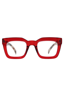 REALITY EYEWEAR
A bold blend of colour and pattern, with a striking tortoiseshell arm on the Ruby and Wood that add a playful, unexpected twist.&nbsp;The chunky rectangular frame delivers vintage-inspired confidence, while the rich colour mix makes them as much a fashion statement as they are functional. Also available in classic brown and vibrant blue, Keats proves that reading glasses can be anything but ordinary.