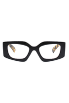 REALITY EYEWEAR
Shelley Reader brings a bold, fashion-forward edge to everyday eyewear. Defined by its striking geometric silhouette, this statement shape is balanced by a sleek black front for a look that feels both modern and timeless. The standout detail? Sculptural leopard-print arms that add just the right amount of attitude and contrast.