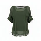 The NES Cross Top – a best-selling chiffon tee with crossover detail, relaxed fit and flattering drape. Lightweight and NZ made.