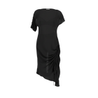 The NES Em Dress – an asymmetrical chiffon dress with ruching and adjustable drawcord. Bold, floaty and NZ made.