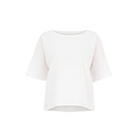 The NES Jasmine Top – a relaxed linen-cotton top with contrast stitching and boxy fit. Breathable, versatile and NZ made.