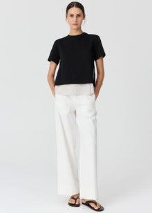 POL CLOTHING
MIREL T-SHIRT
Featuring a cotton jersey overlayer and a striped shirting underlayer, the Mirel Multimedia T-shirt is the best of both worlds - giving you a layered look with minimal effort.
available in black and choc