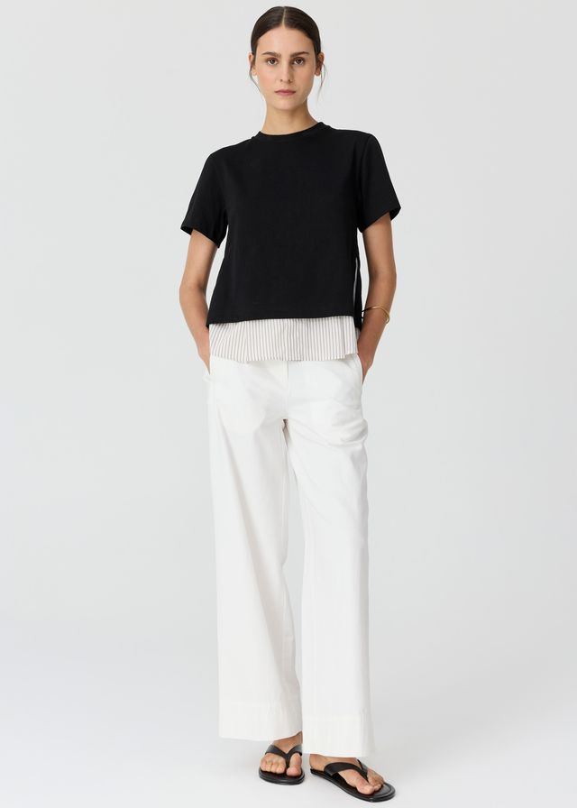 POL CLOTHING
MIREL T-SHIRT
Featuring a cotton jersey overlayer and a striped shirting underlayer, the Mirel Multimedia T-shirt is the best of both worlds - giving you a layered look with minimal effort.
available in black and choc